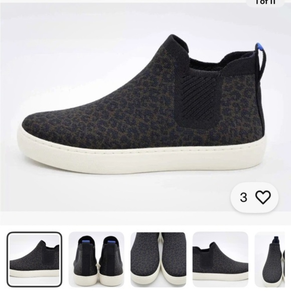 Rothy's The Chelsea Ankle Boots Bootie Leopard Print Expresso Spot Brown Black 9